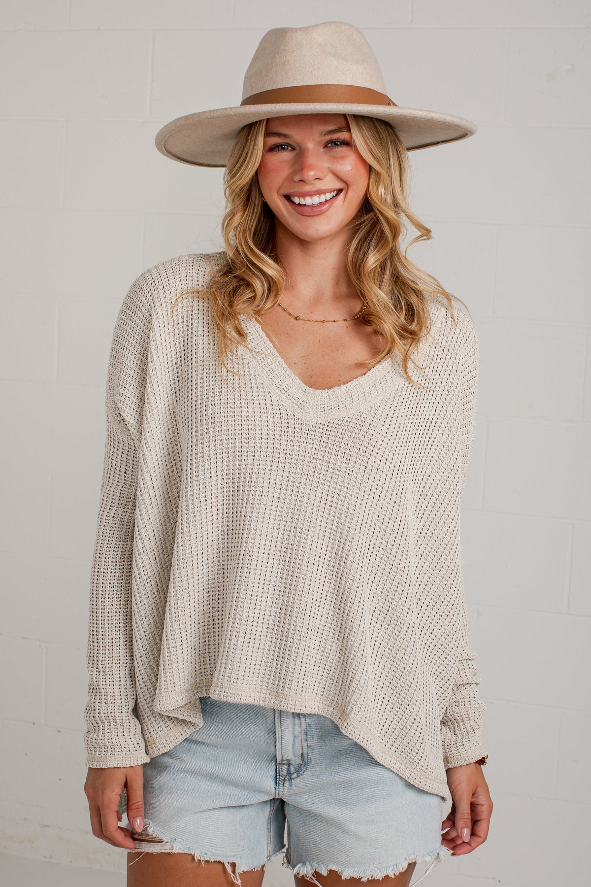 Back Story Grey Oversized Knit Top