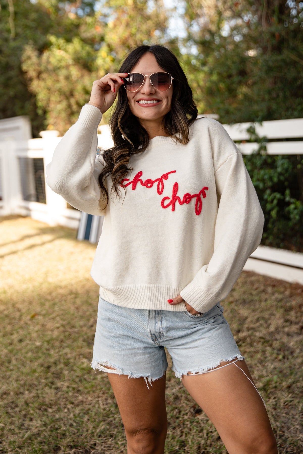 Chop Chop Script Ivory Sweater