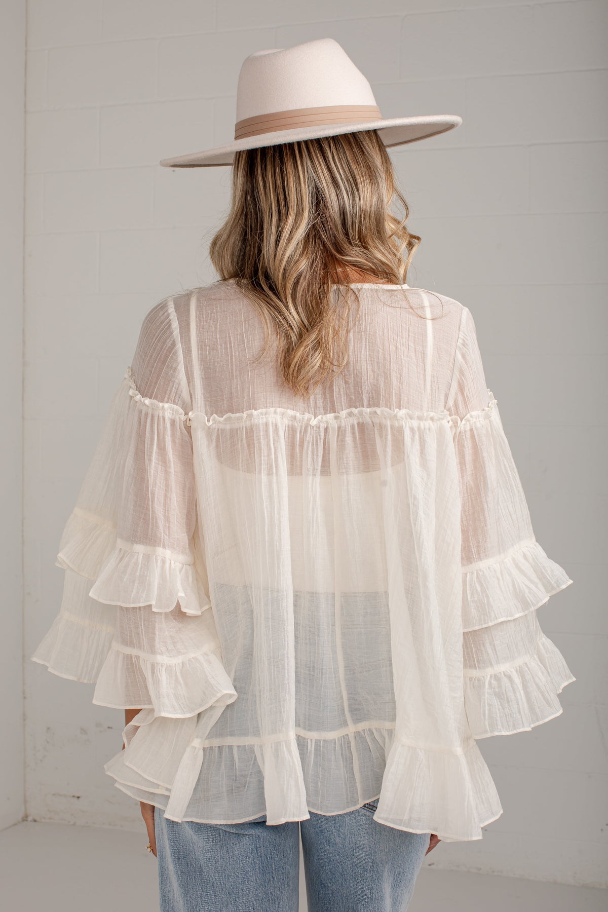 Best Impression Ivory Ruffle Blouse