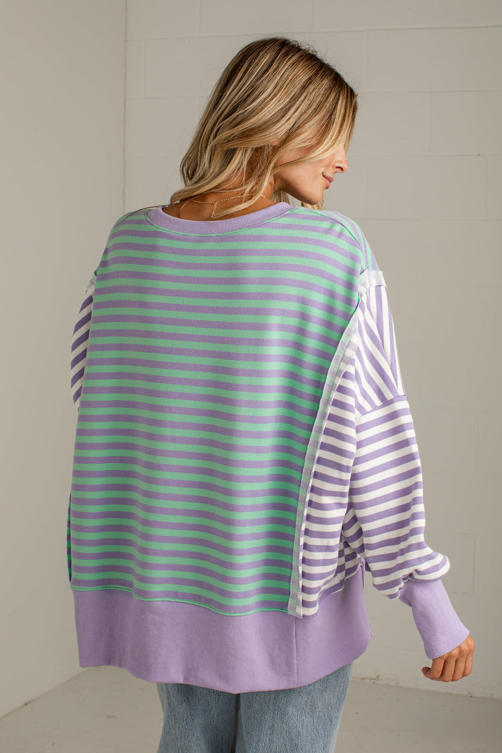 Cool Mornings Lavender Stripe Casual Pullover
