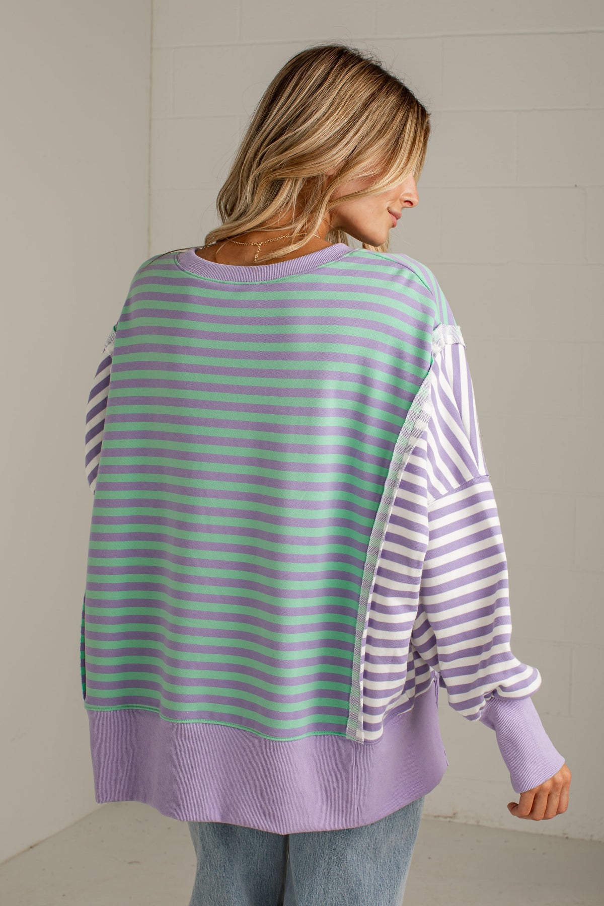 Cool Mornings Lavender Stripe Casual Pullover