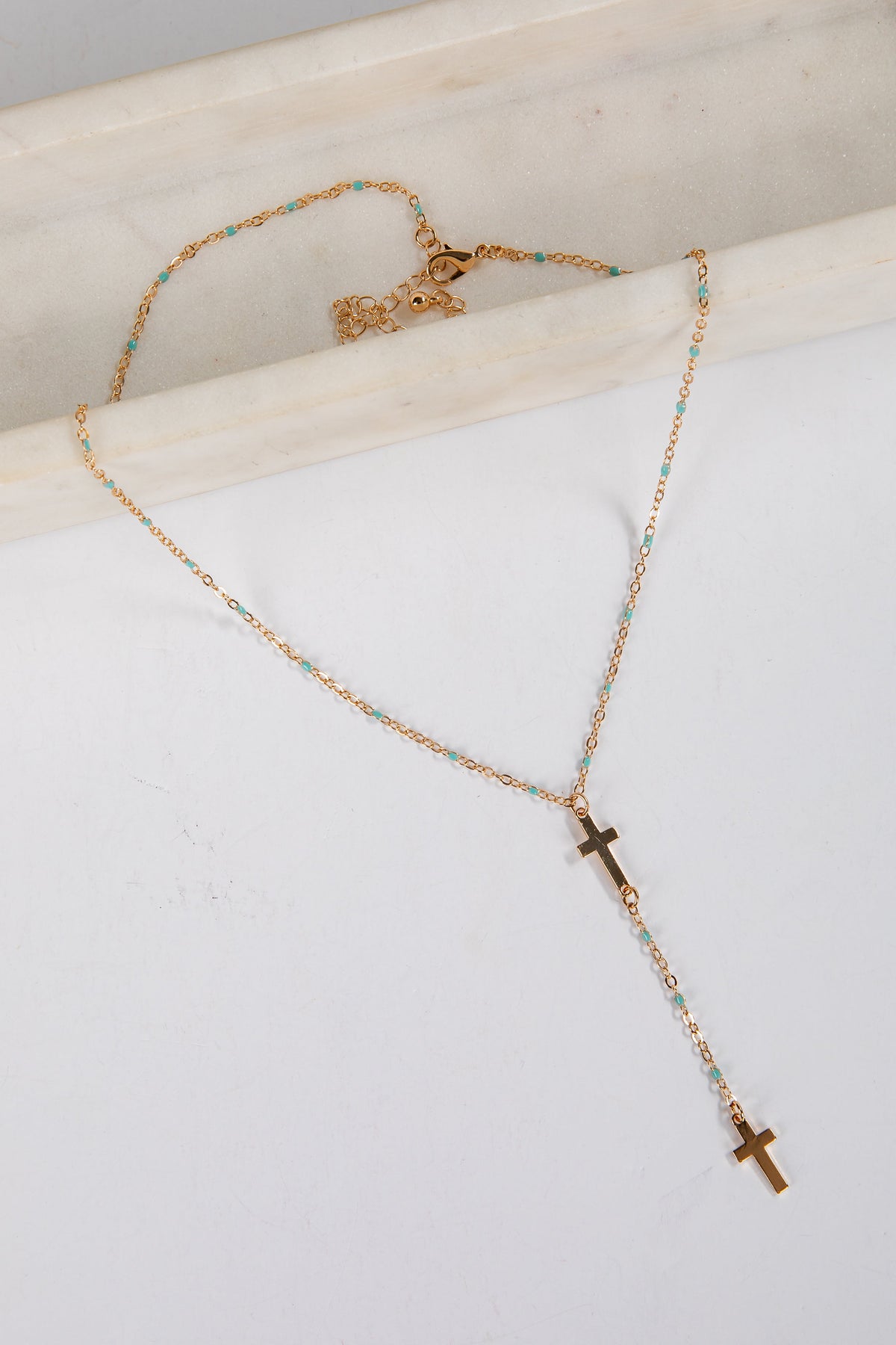 Alisha Mint Cross Necklace