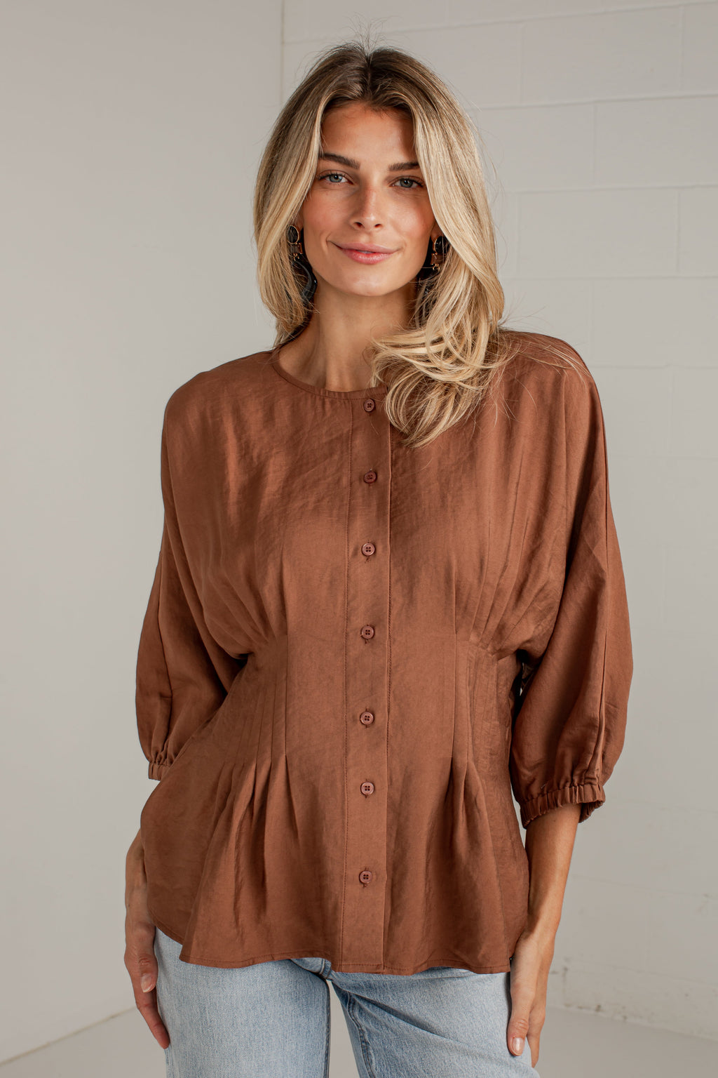 Chic Impression Peplum Button-Front Blouse
