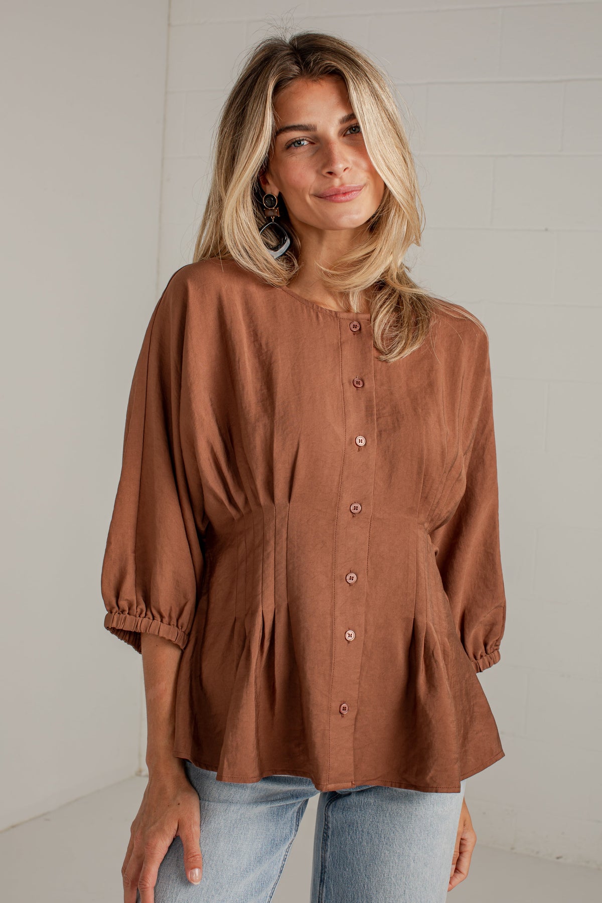 Chic Impression Peplum Button-Front Blouse