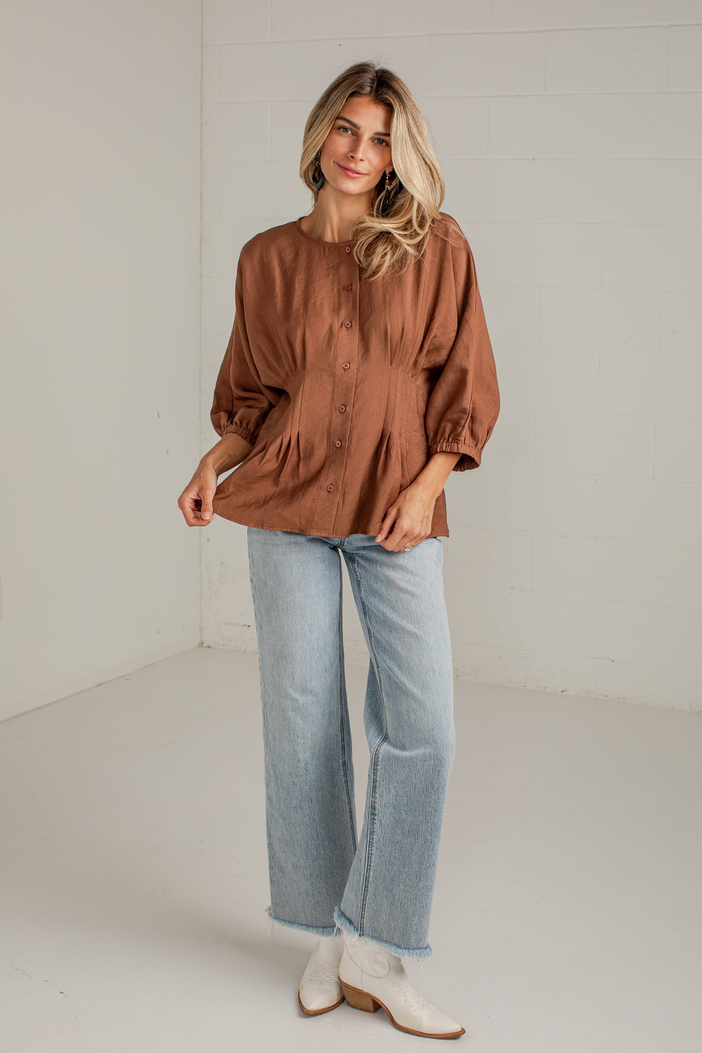 Chic Impression Peplum Button-Front Blouse