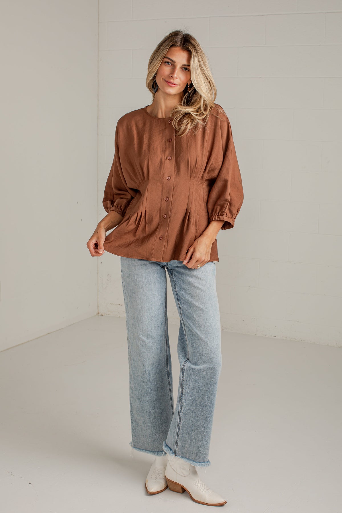 Chic Impression Peplum Button-Front Blouse