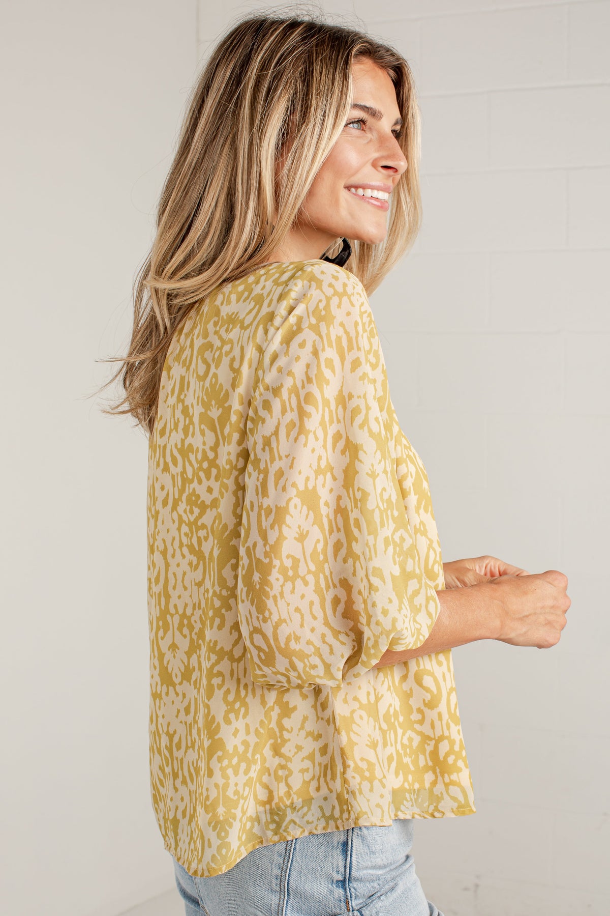 Charming Always Mustard Print Blouse