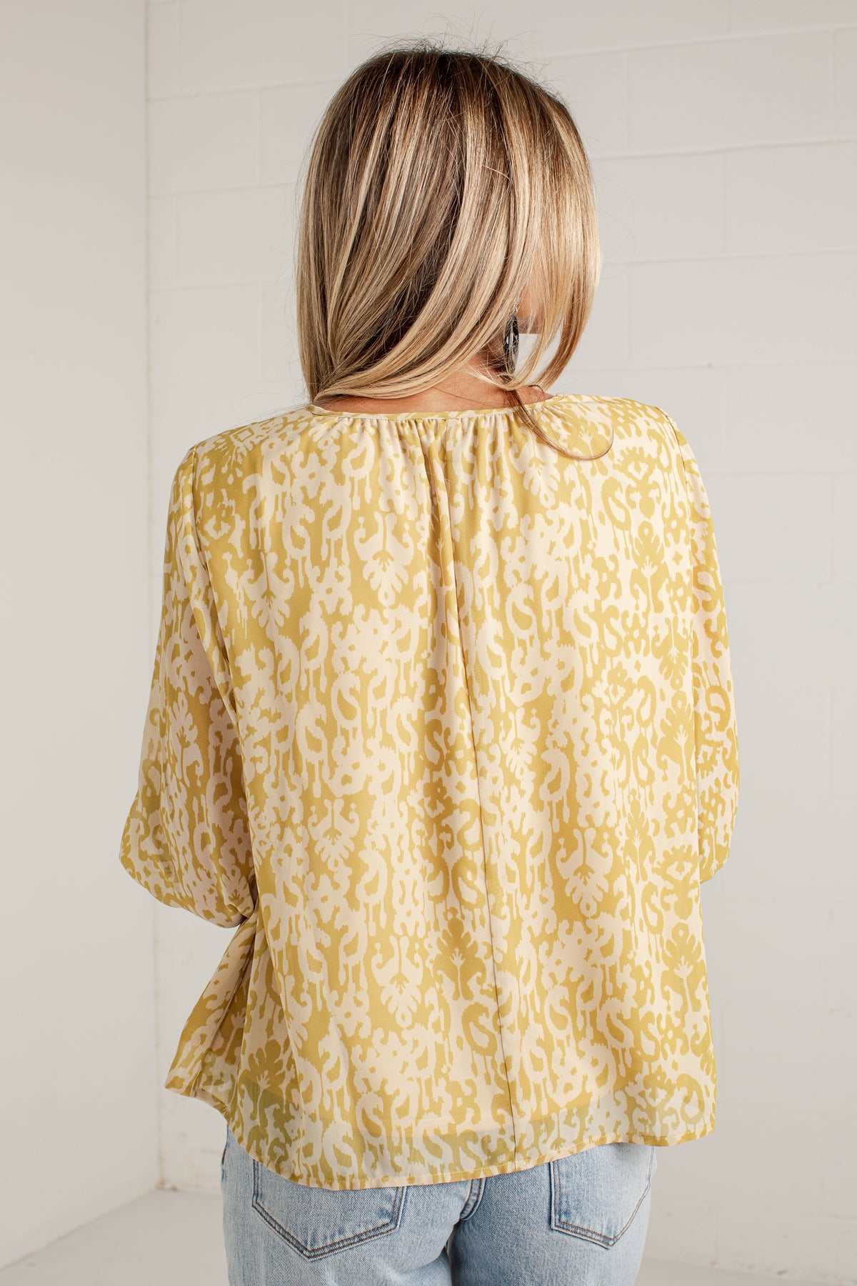 Charming Always Mustard Print Blouse
