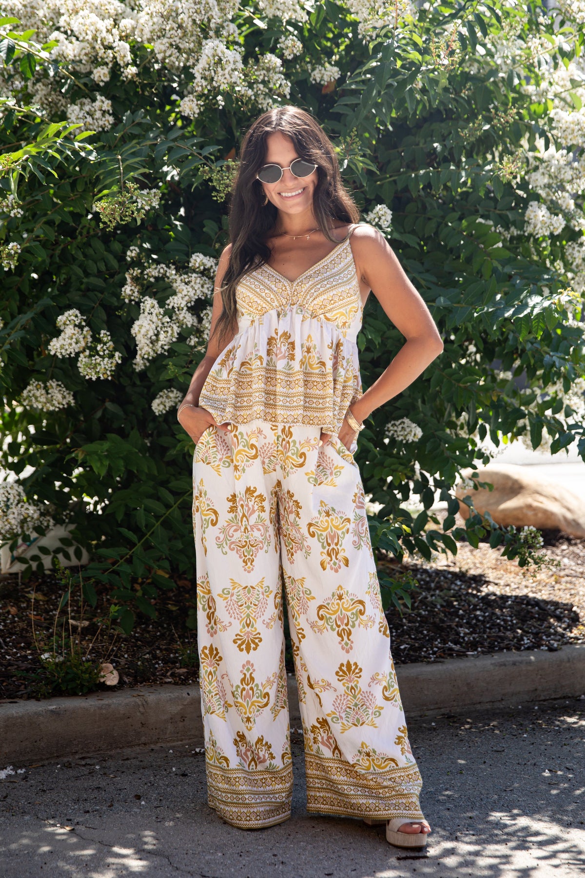 Cherish The Moment Printed Wide Leg Pants