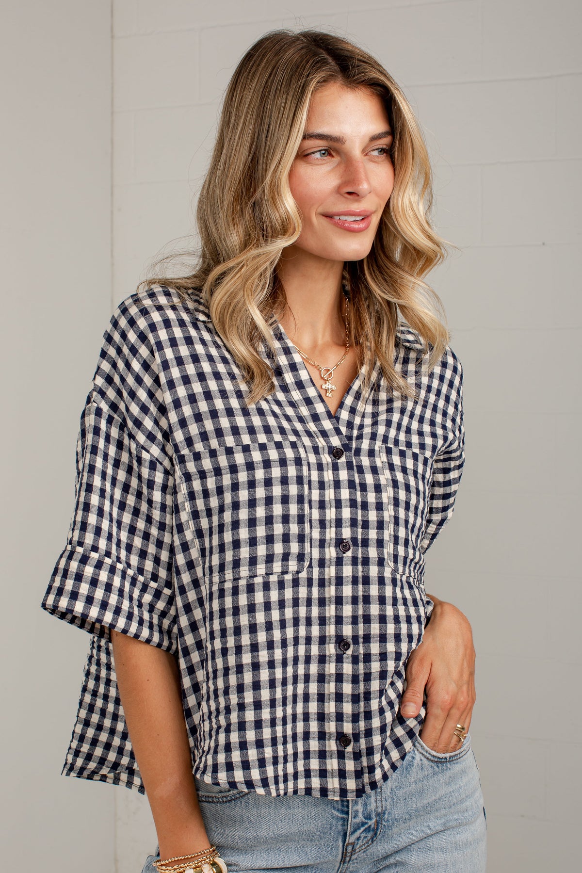 Checked In Gingham Casual Top