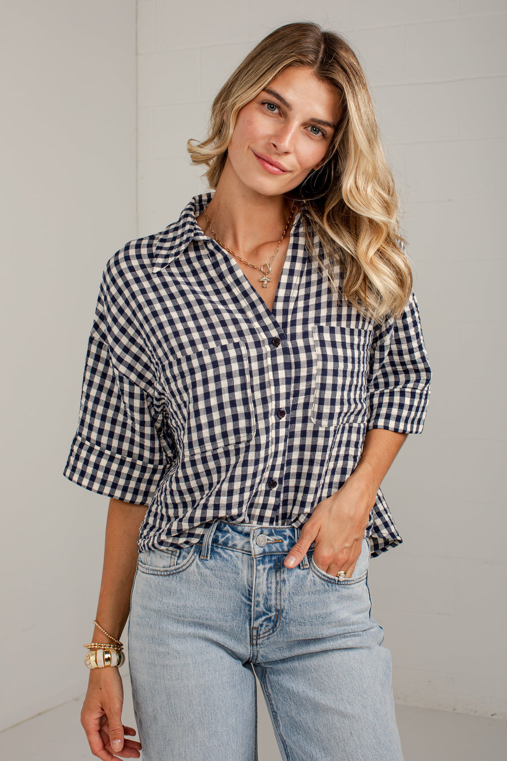 Checked In Gingham Casual Top
