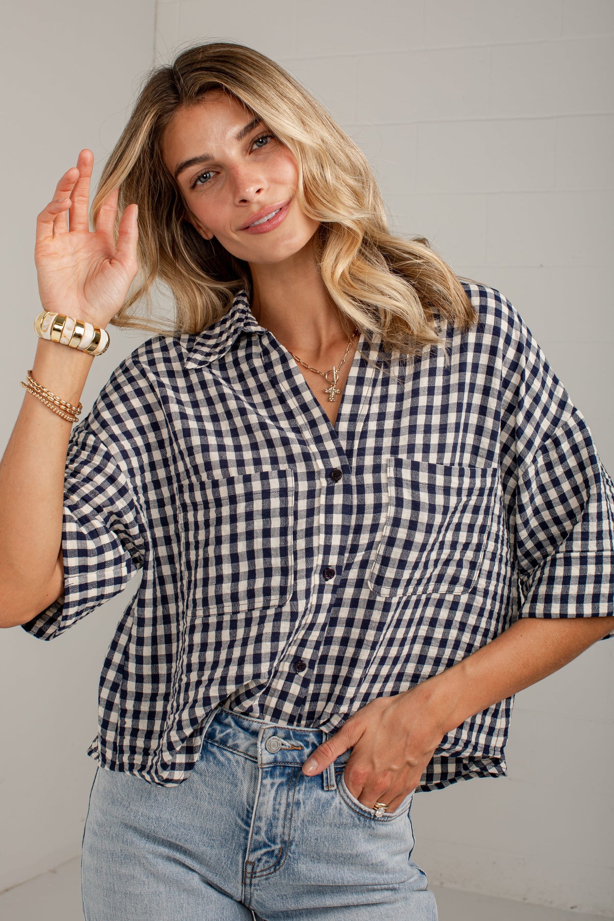 Checked In Gingham Casual Top