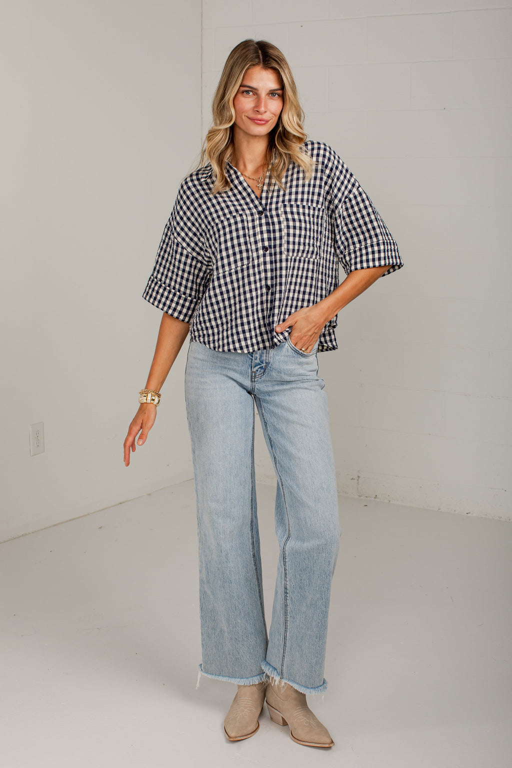 Checked In Gingham Casual Top
