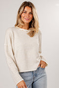 Day By Day Oatmeal Striped Knit Top