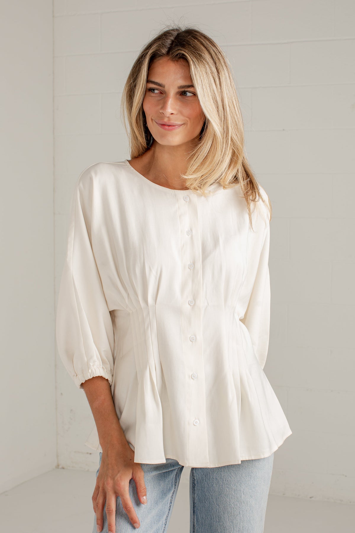 Chic Impression Peplum Button-Front Blouse