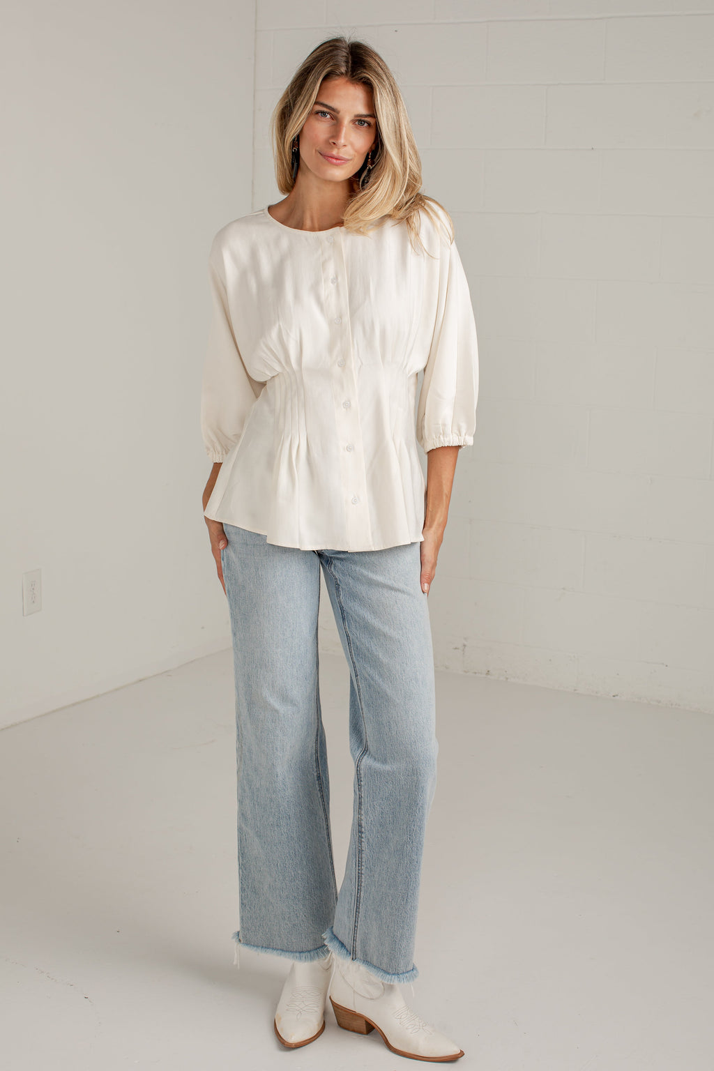Chic Impression Peplum Button-Front Blouse