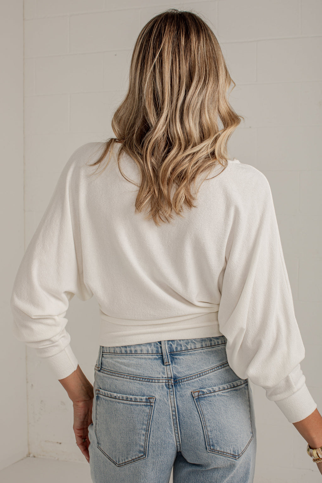 Chic Vision Off White Dolman Sleeve Knit Top