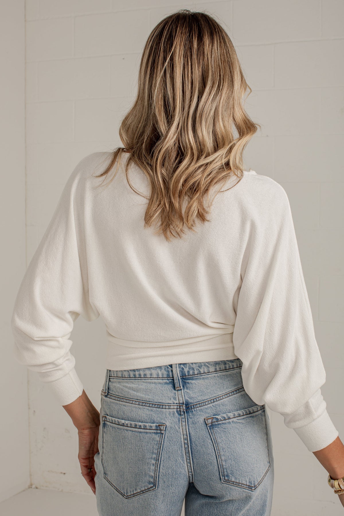 Chic Vision Off White Dolman Sleeve Knit Top