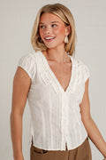 Delicate Details Off White Textured Blouse