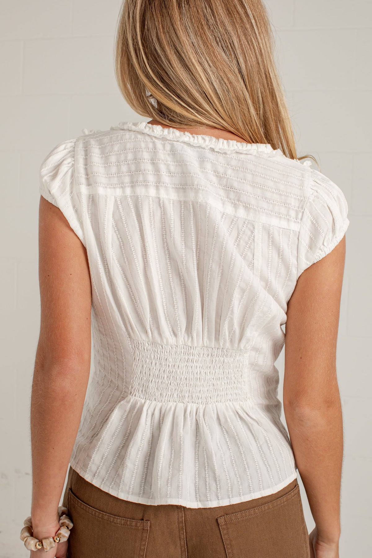 Delicate Details Off White Textured Blouse
