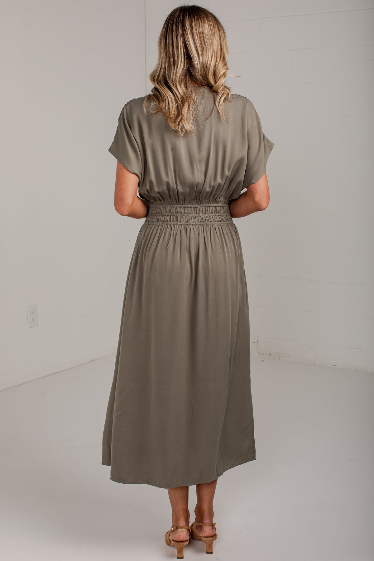 Changing Seasons Olive Button Front Maxi Dress