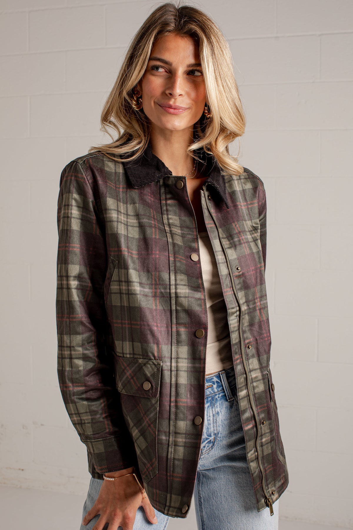 Autumn Agenda Olive Plaid Jacket