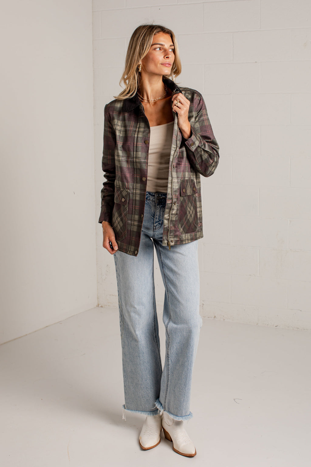 Autumn Agenda Olive Plaid Jacket