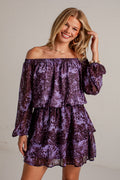 Collected Moments Purple Printed Mini Dress