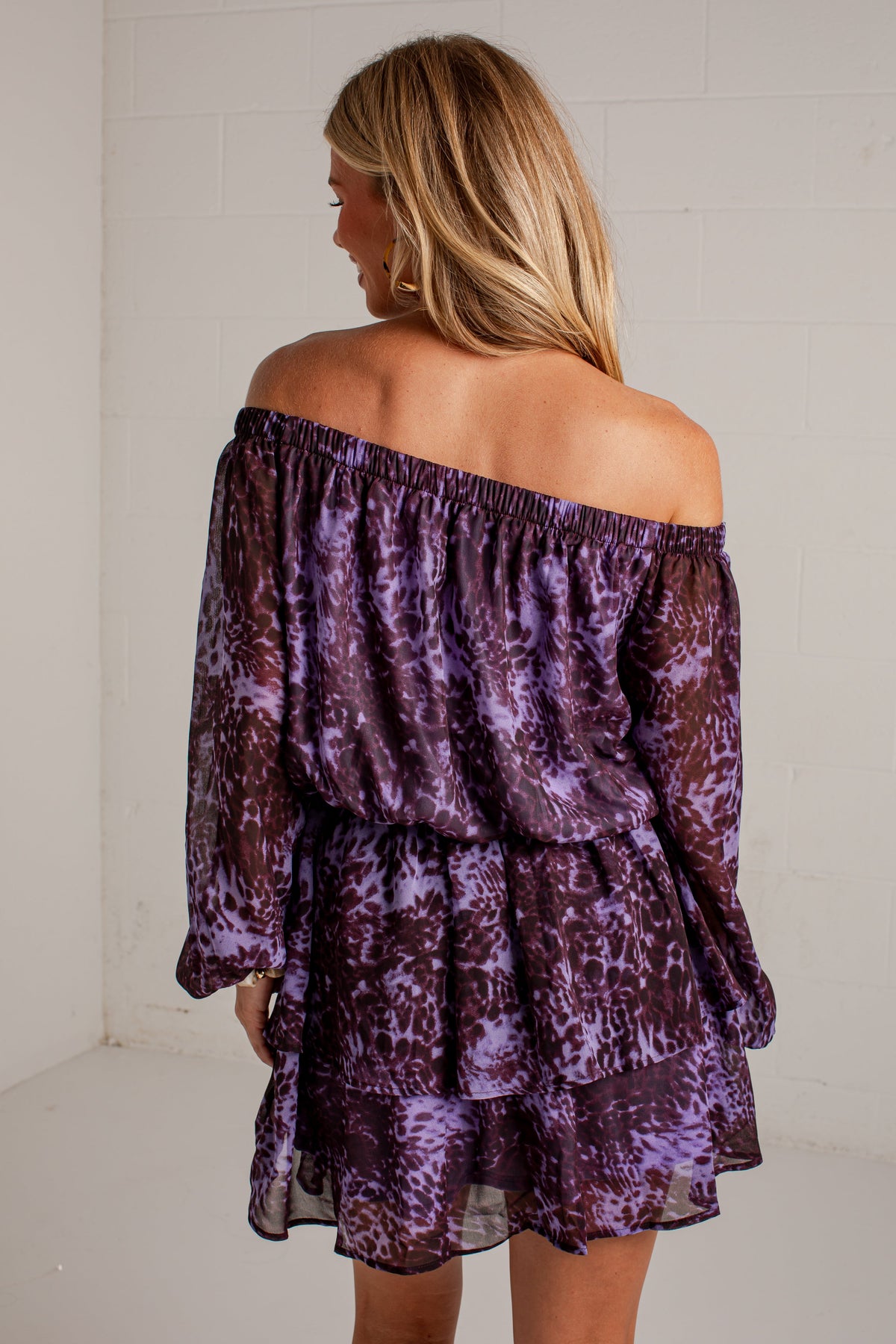 Collected Moments Purple Printed Mini Dress