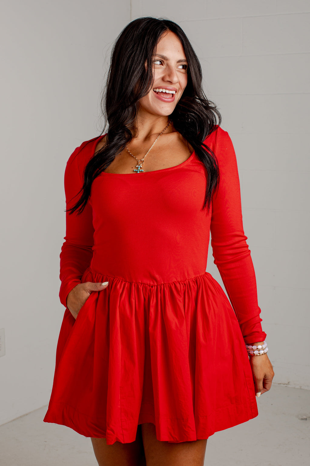 Daily Wear Long Sleeve Mini Dress