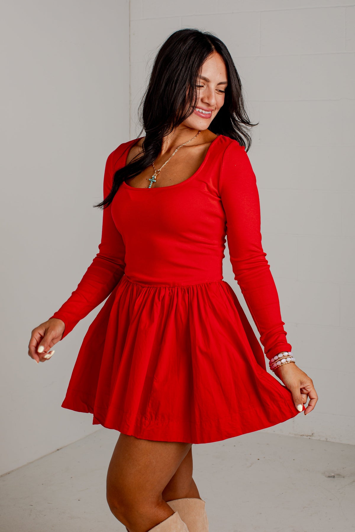 Daily Wear Long Sleeve Mini Dress