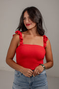 Center Stage Smocked Ruffle Tank