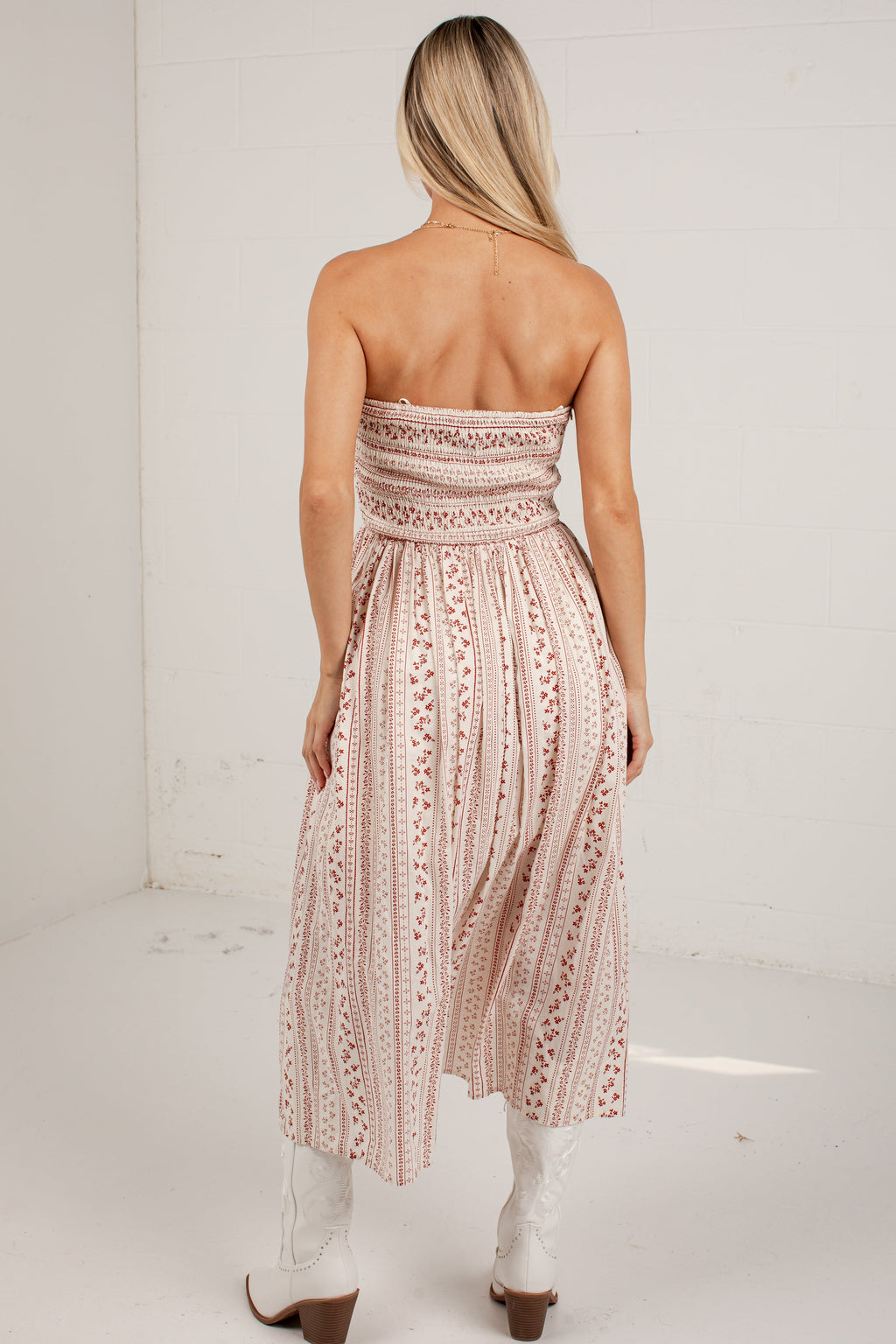 At The Edge Cream Floral Midi Dress