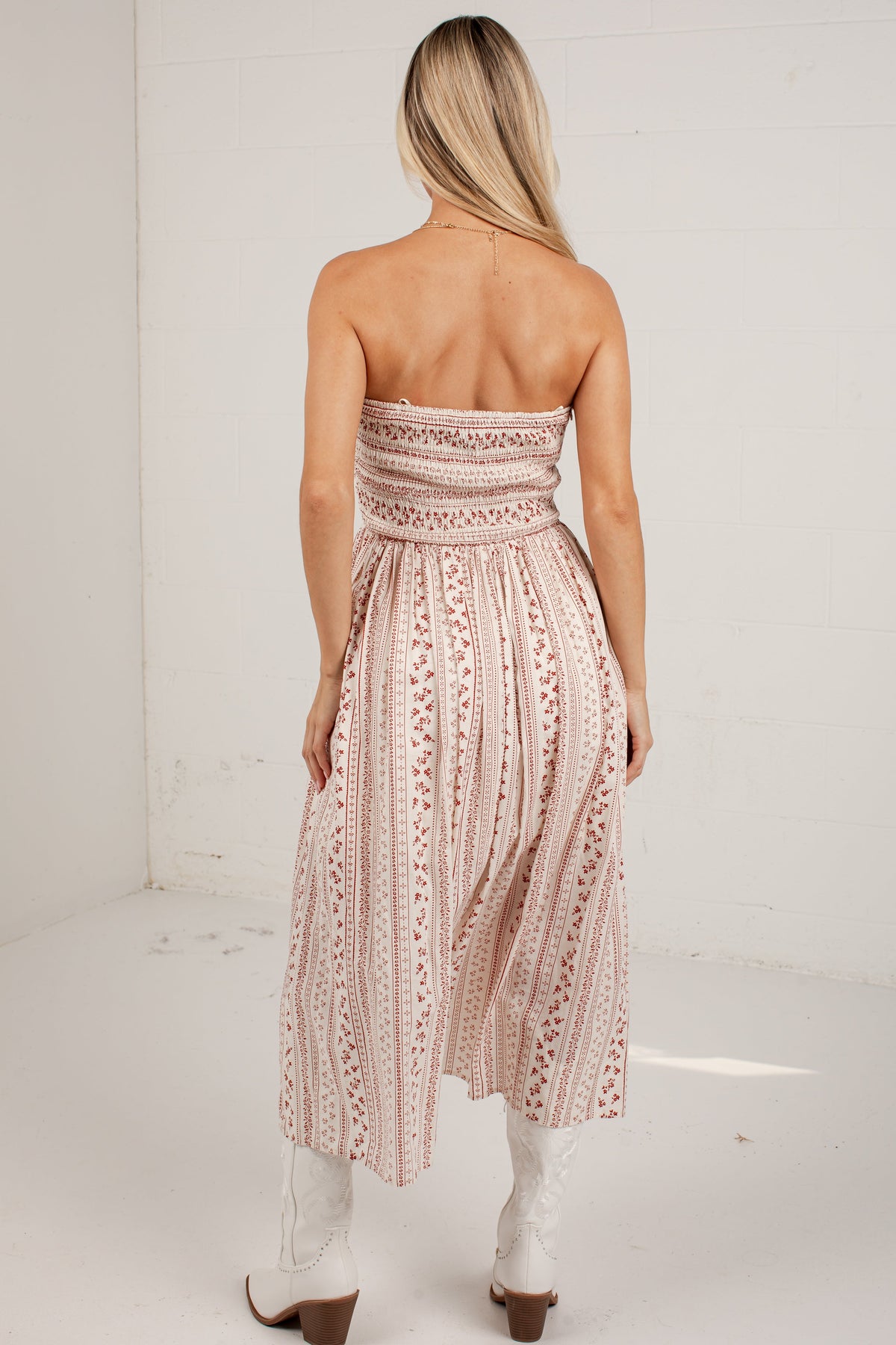 At The Edge Cream Floral Midi Dress