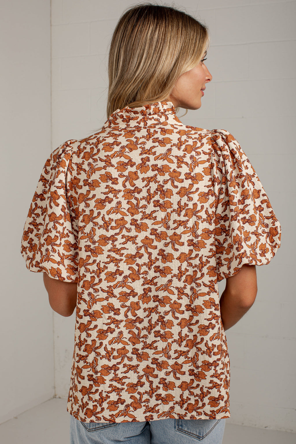Autumn Muse Rust Floral Blouse