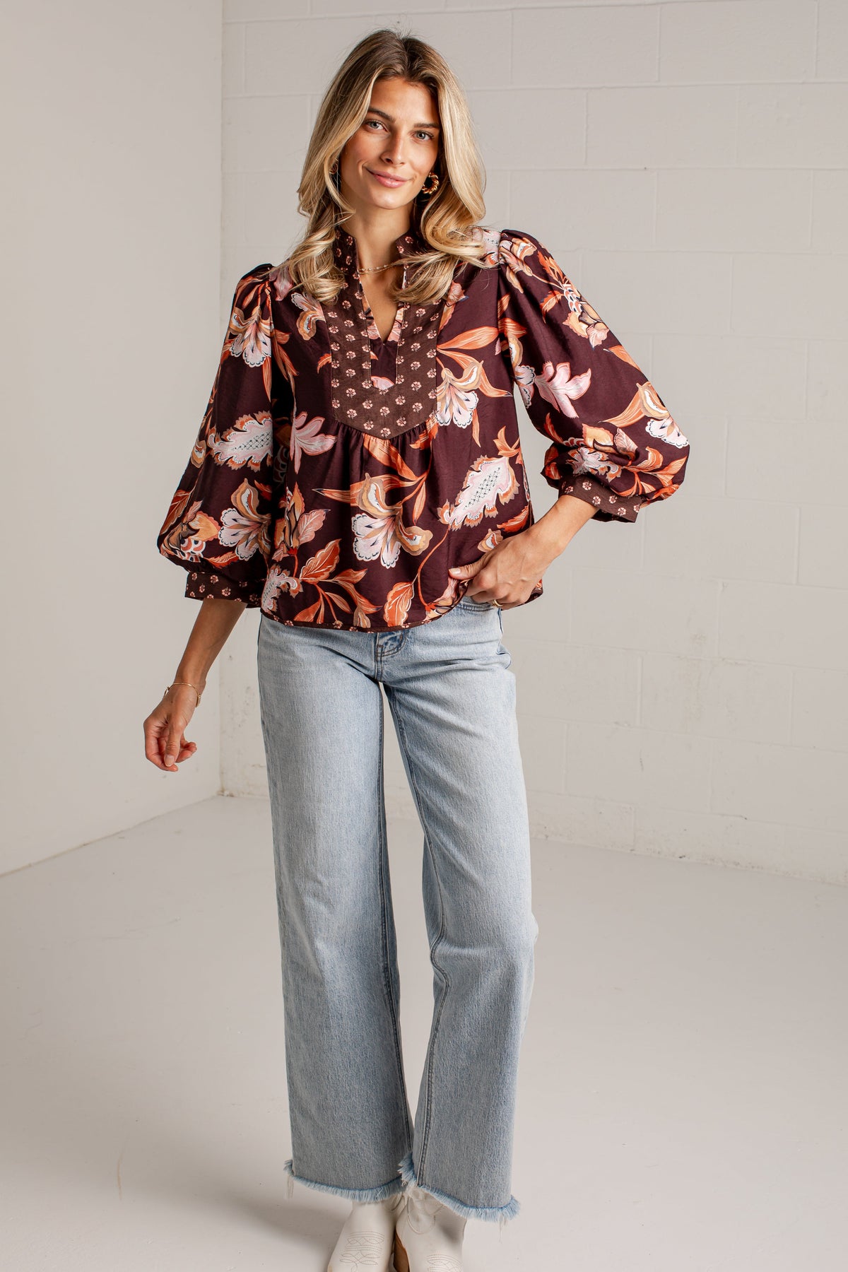Autumn Detour Brown Floral Blouse