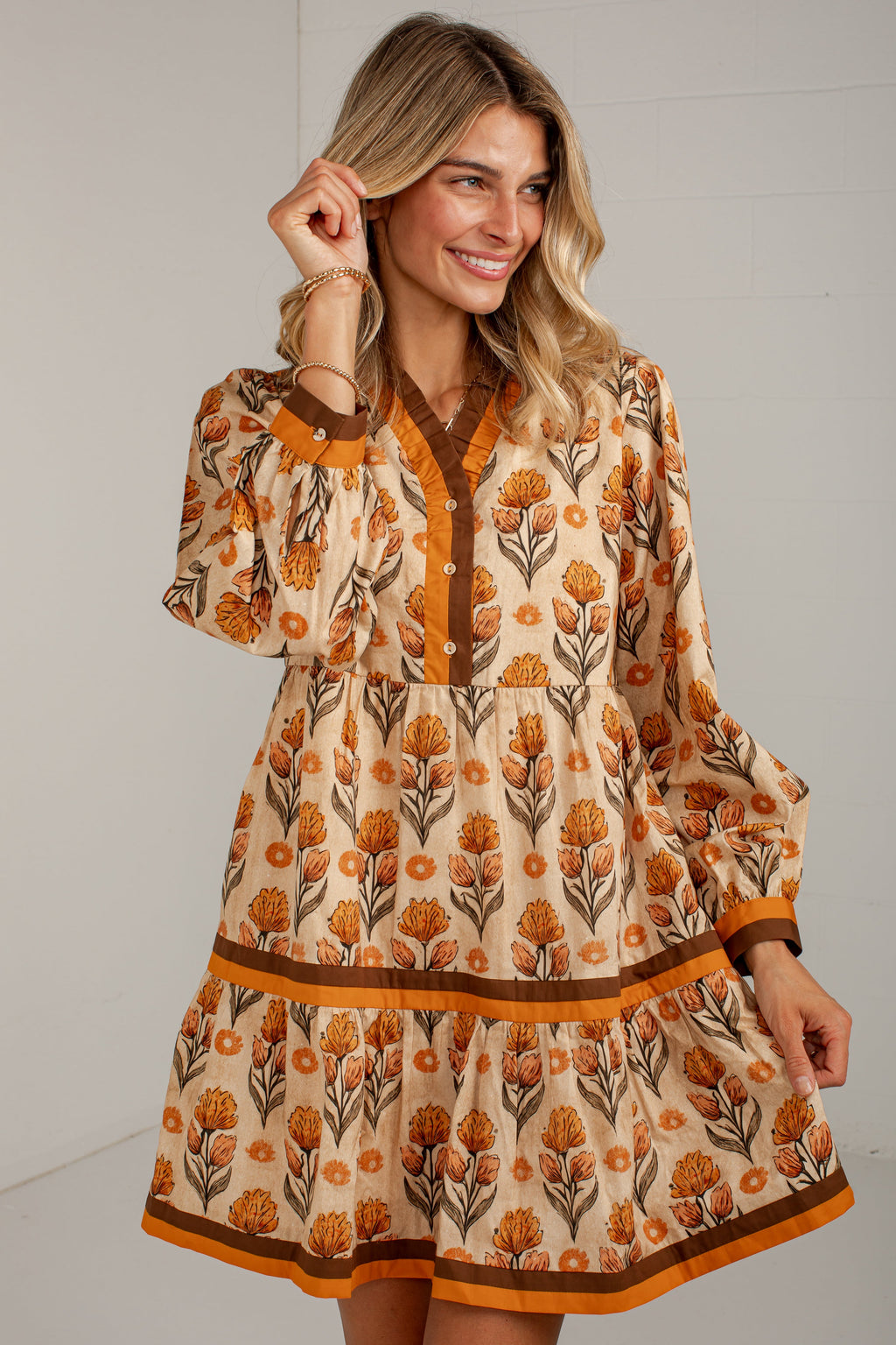 Beyond Beautiful Rust Floral Mini Dress