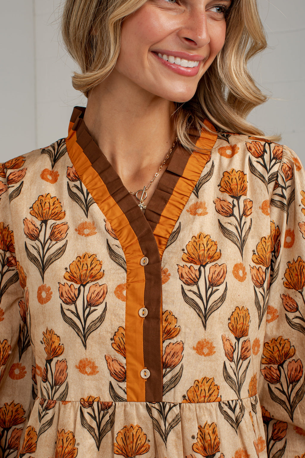Beyond Beautiful Rust Floral Mini Dress