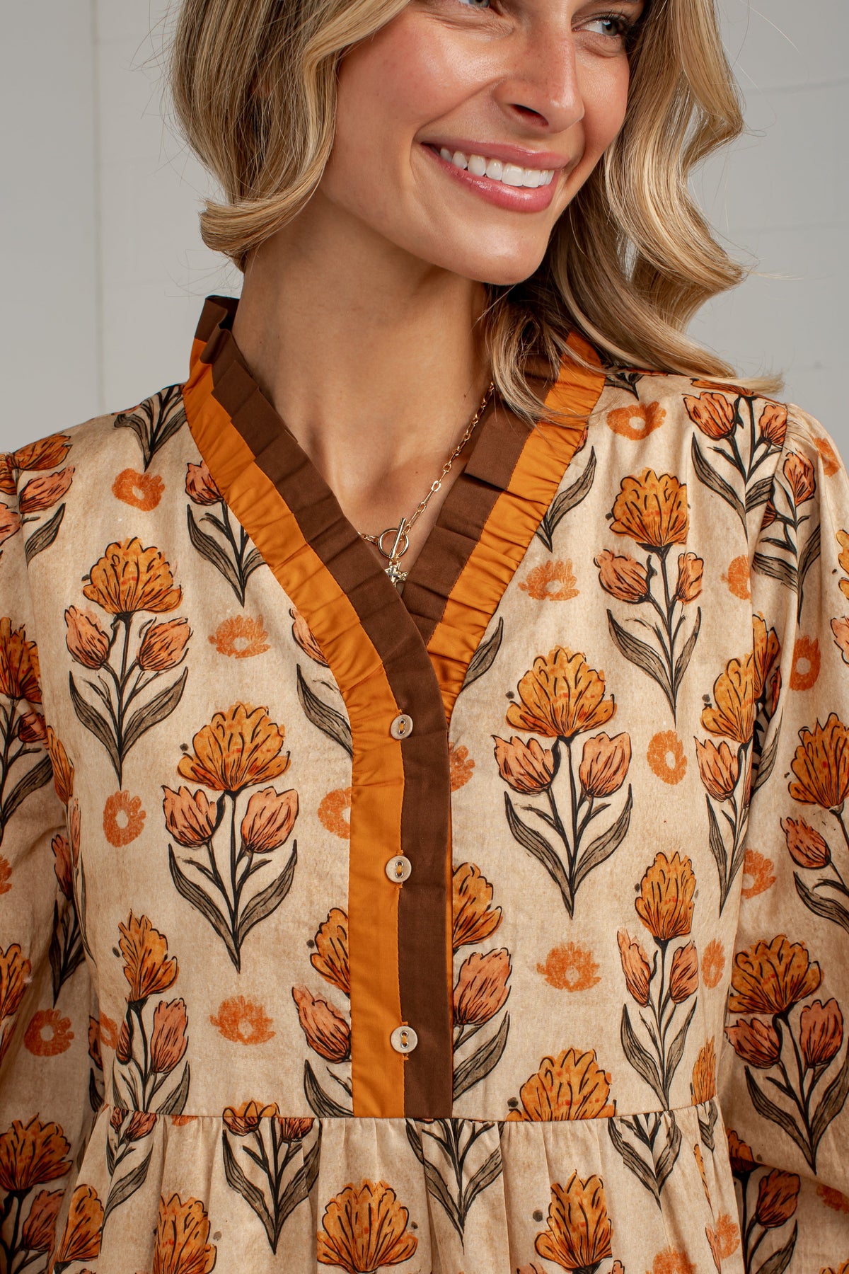 Beyond Beautiful Rust Floral Mini Dress