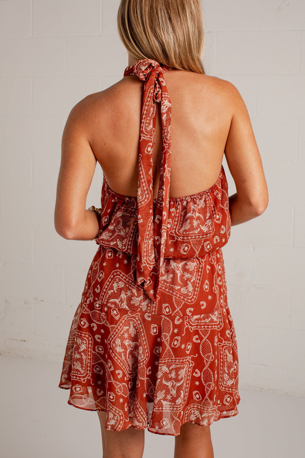 Canyon Sunset Paisley Rust Mini Dress