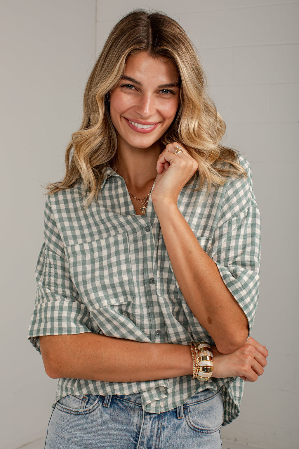 Checked In Gingham Casual Top