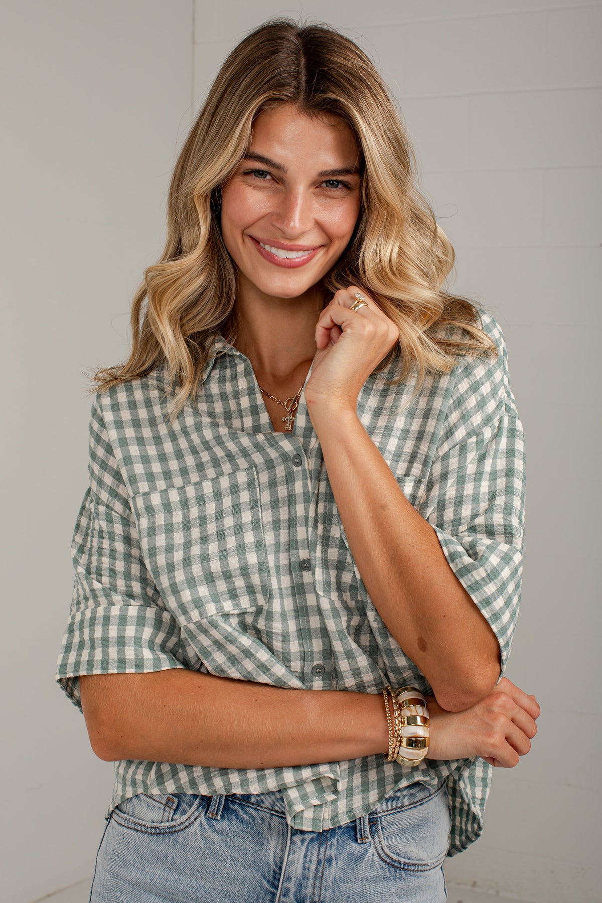 Checked In Gingham Casual Top