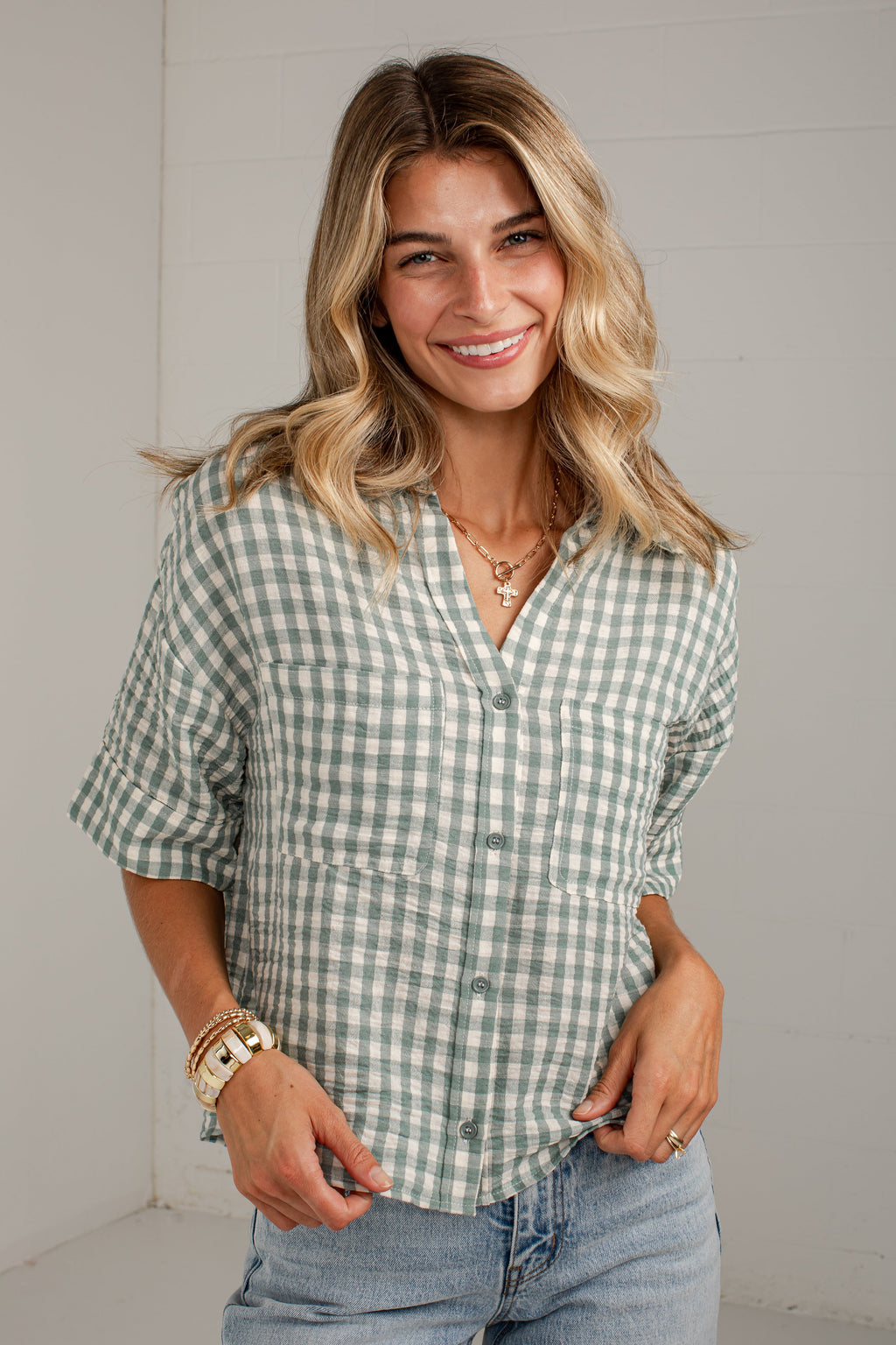Checked In Gingham Casual Top