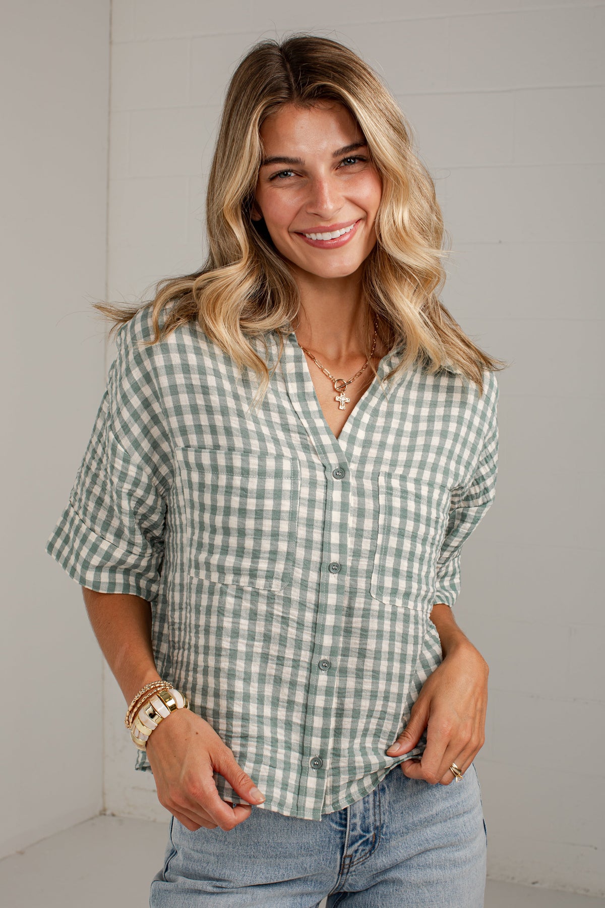 Checked In Gingham Casual Top