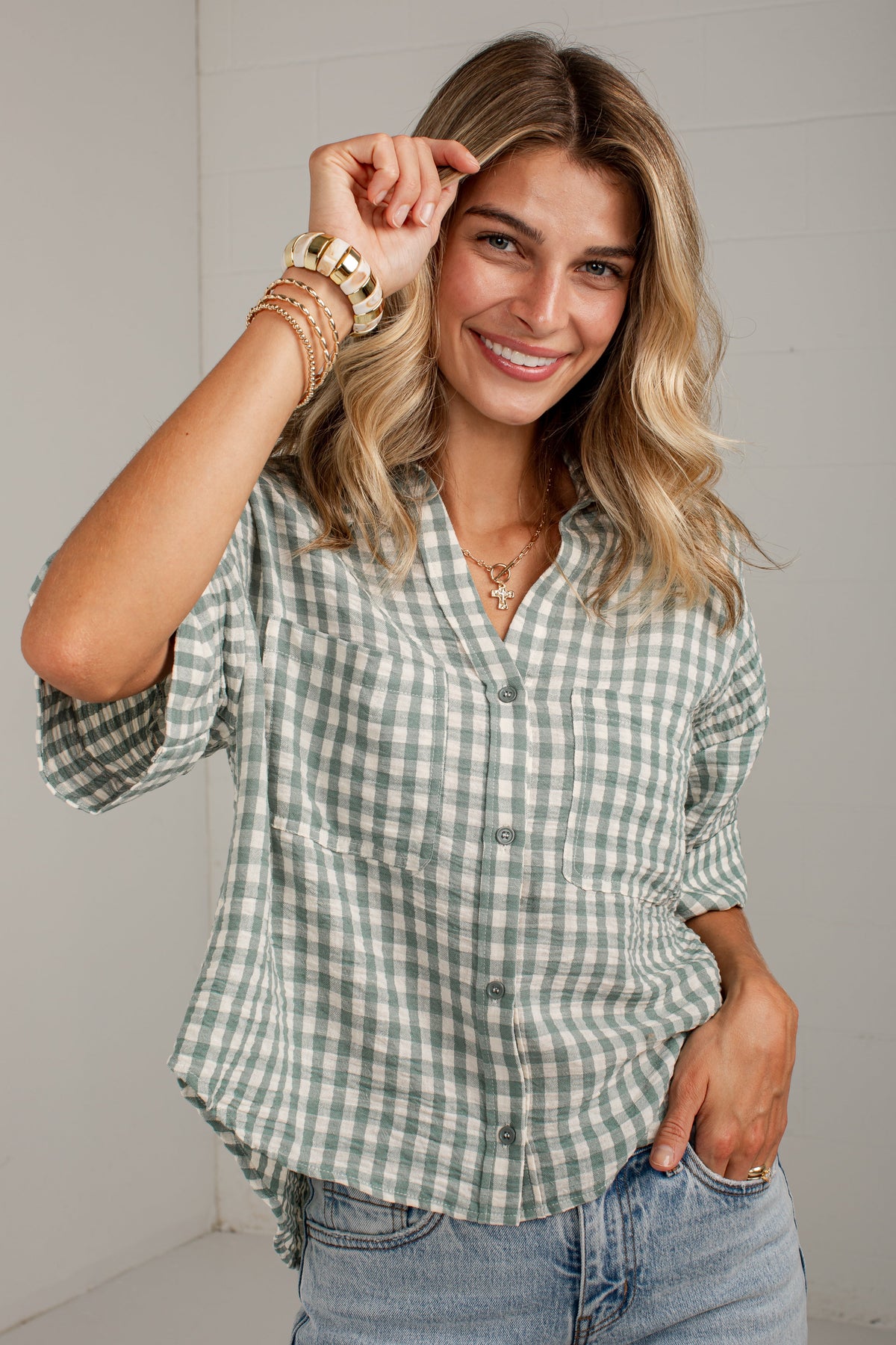 Checked In Gingham Casual Top