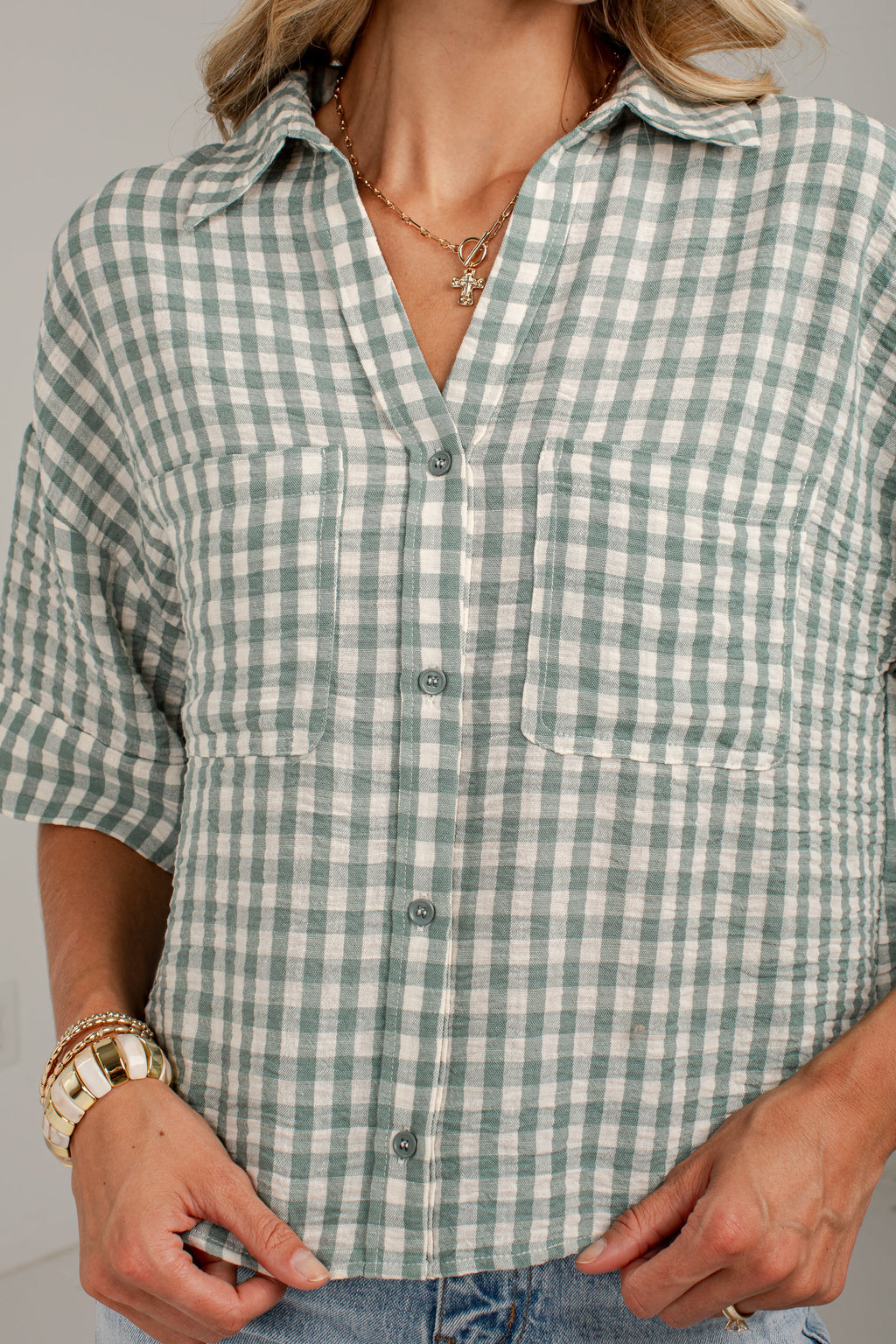 Checked In Gingham Casual Top