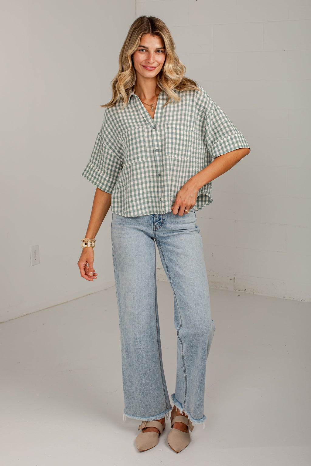 Checked In Gingham Casual Top