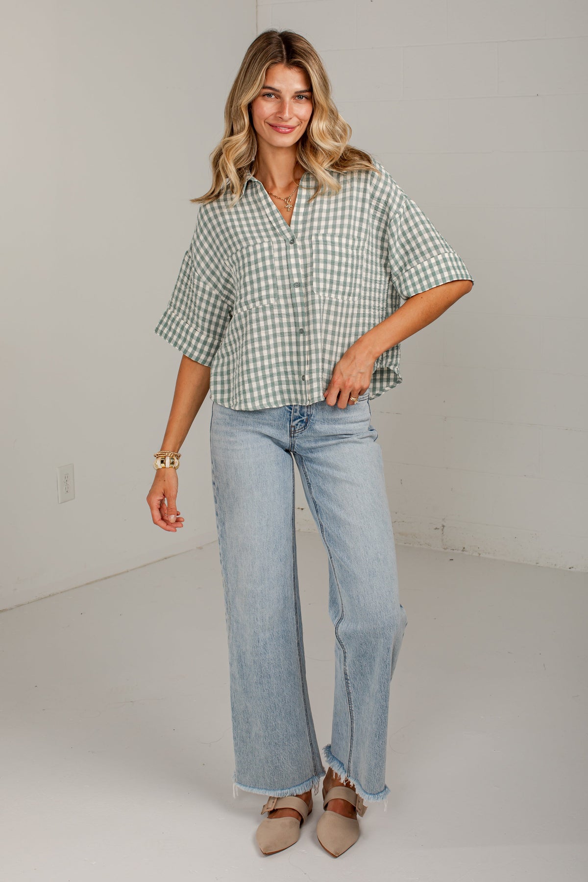 Checked In Gingham Casual Top