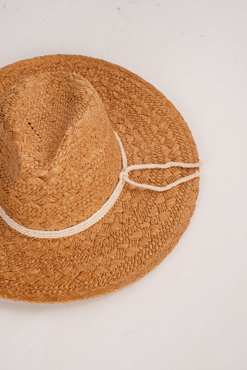 Beachside Charm Tan Straw Fedora Wide Brim Hat