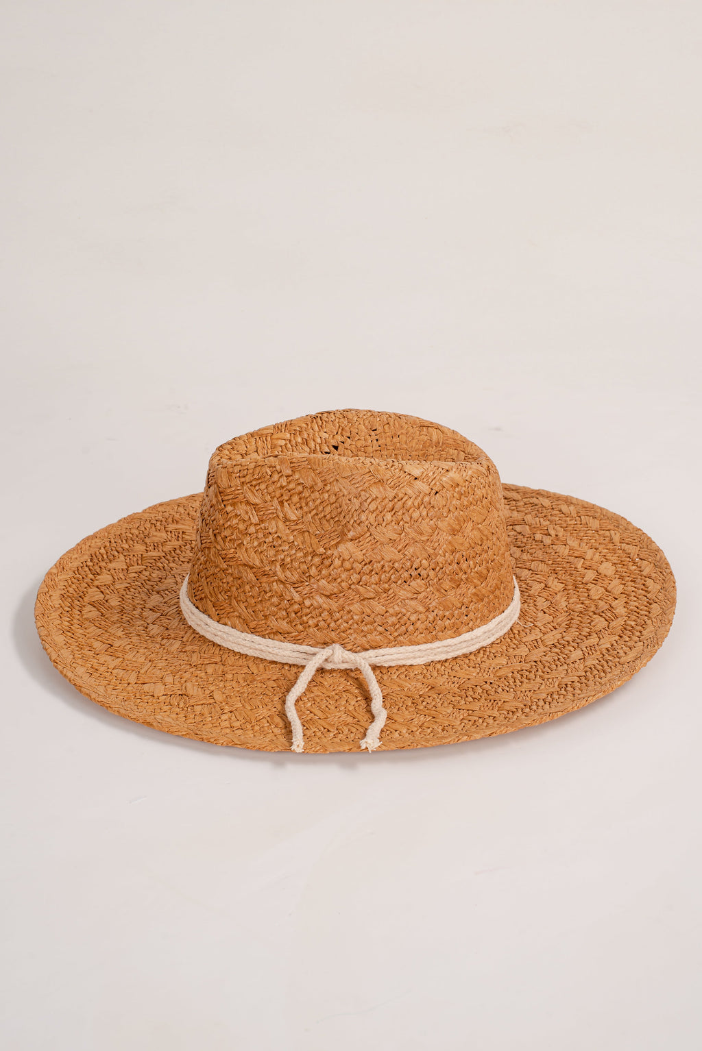 Beachside Charm Tan Straw Fedora Wide Brim Hat